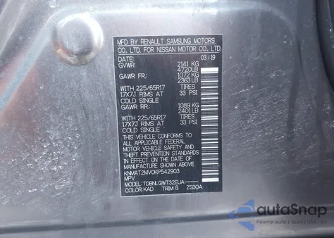 2019 Nissan Rogue Sv from USA, damaged, VIN KNMAT2MV0KP542903